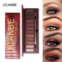 UCANBE Brand Makeup 12 Colors Matte Molten Rock Heat Eyeshadow Palette Shimmer Smoky Eyes Shadow with Brush Set Smooth